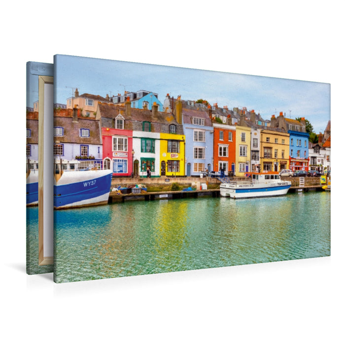 Premium Textil-Leinwand Premium Textil-Leinwand 120 cm x 80 cm quer Hafen von Weymouth