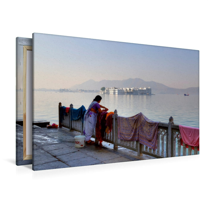 Premium Textil-Leinwand Premium Textil-Leinwand 120 cm x 80 cm quer Lake Palace, Udaipur