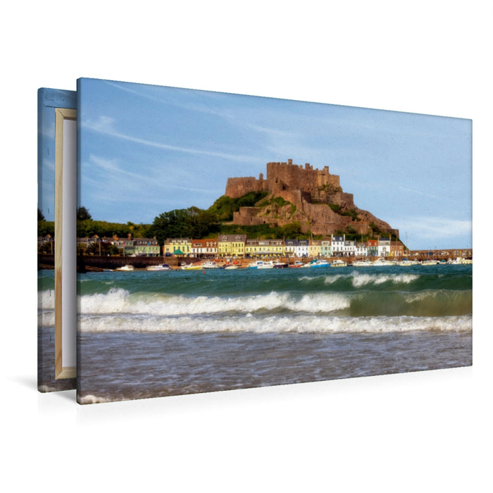 Premium Textil-Leinwand Premium Textil-Leinwand 120 cm x 80 cm quer Mont Orgueil Castle - Jersey