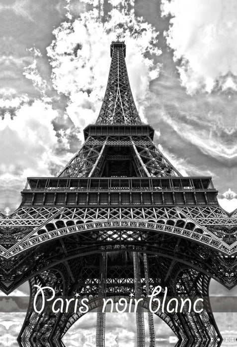 Toile textile premium Toile textile premium 60 cm x 90 cm de haut Une photo de Paris calendrier noir et blanc 