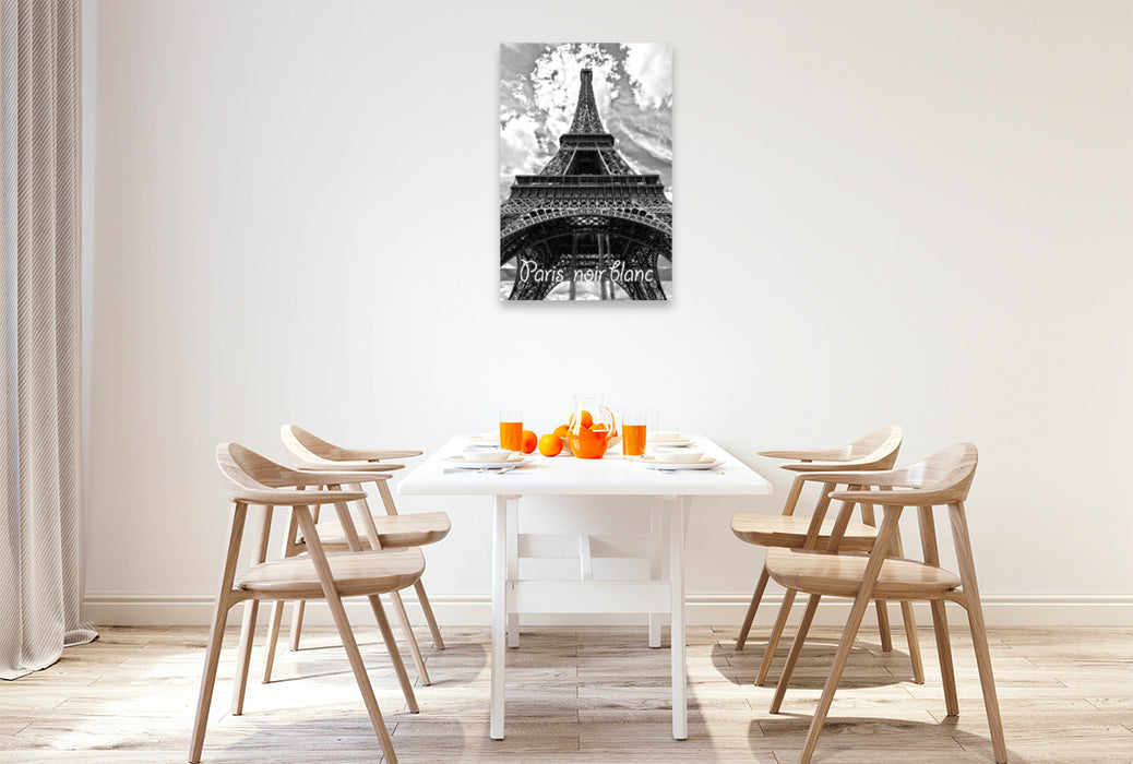 Toile textile premium Toile textile premium 60 cm x 90 cm de haut Une photo de Paris calendrier noir et blanc 