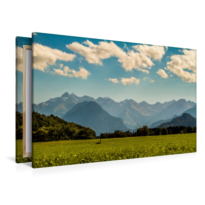 Premium Textil-Leinwand Premium Textil-Leinwand 120 cm x 80 cm quer Allgäublick nähe Oberstdorf