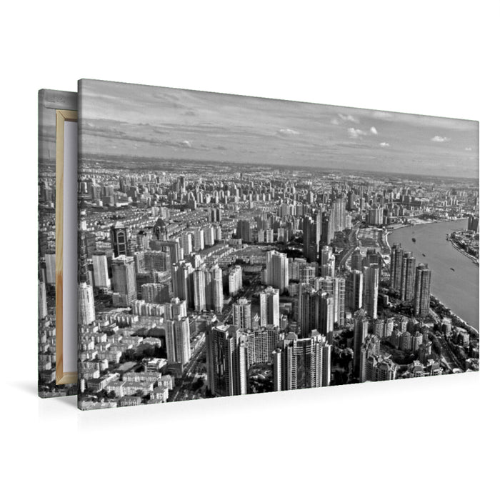 Premium Textil-Leinwand Premium Textil-Leinwand 120 cm x 80 cm quer Shanghai Skyline