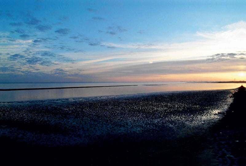 Toile textile haut de gamme Toile textile haut de gamme 120 cm x 80 cm paysage Coucher de soleil dans la mer des Wadden 