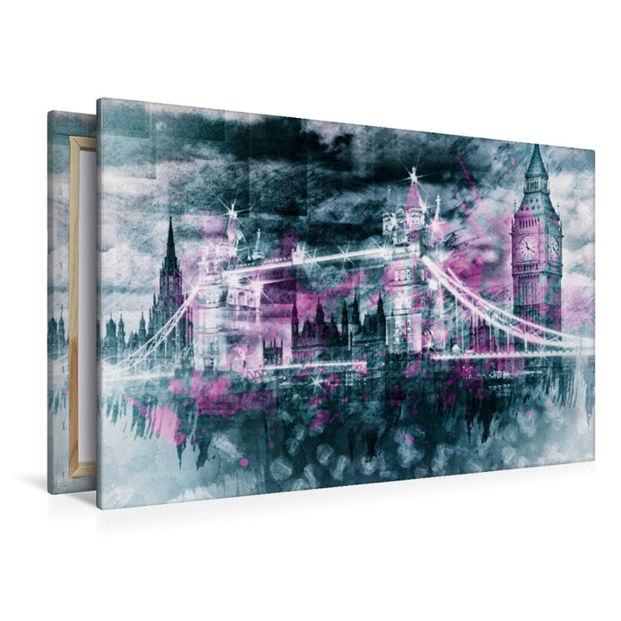 Premium Textil-Leinwand Premium Textil-Leinwand 120 cm x 80 cm quer LONDON Collage