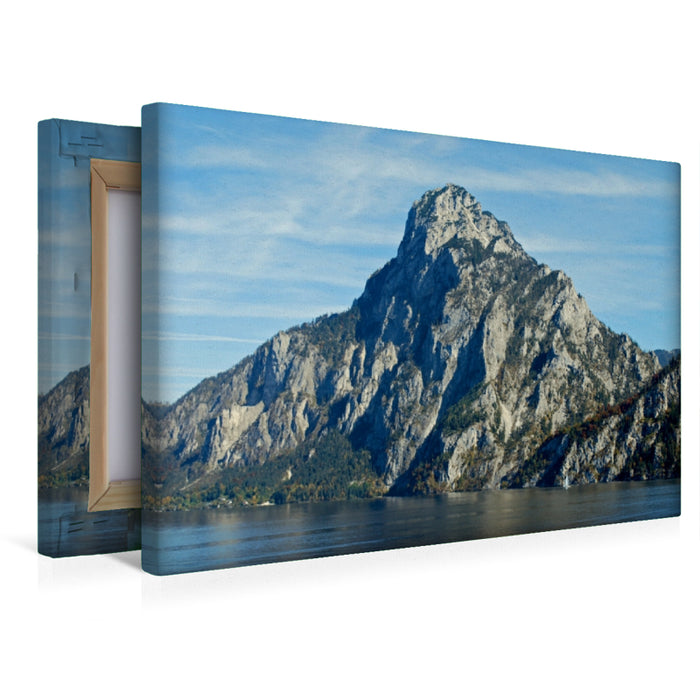 Toile textile premium Toile textile premium 45 cm x 30 cm travers La montagne et son lac 