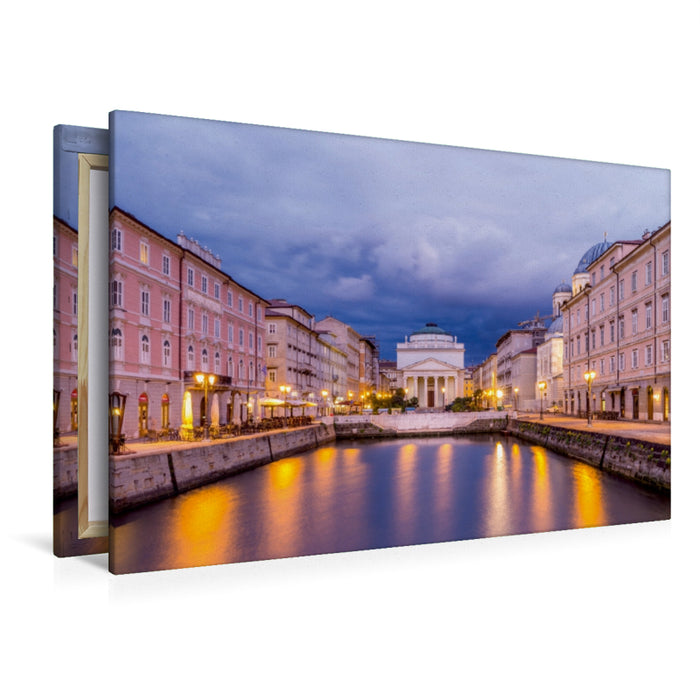 Toile textile haut de gamme Toile textile haut de gamme 120 cm x 80 cm paysage Trieste, Grand Canal 