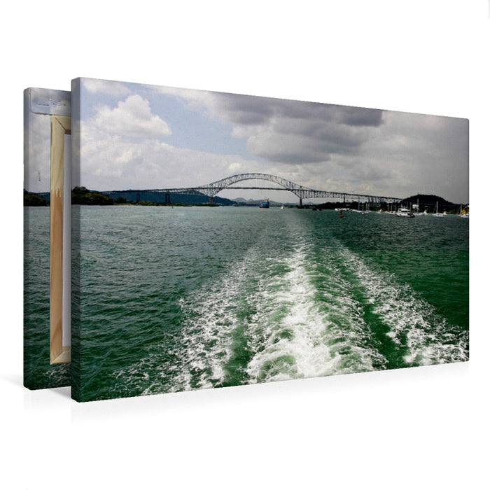 Toile textile haut de gamme Toile textile haut de gamme 75 cm x 50 cm à travers le canal de Panama, pont de l'Amérique 