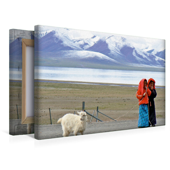 Premium Textil-Leinwand Premium Textil-Leinwand 45 cm x 30 cm quer Mädchen in Tibet