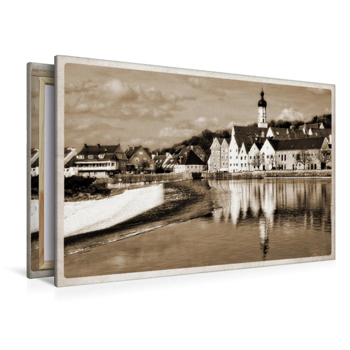 Premium textile canvas Premium textile canvas 120 cm x 80 cm across A motif from the Landsberg am Lech calendar photographs in the style of historical postcards 