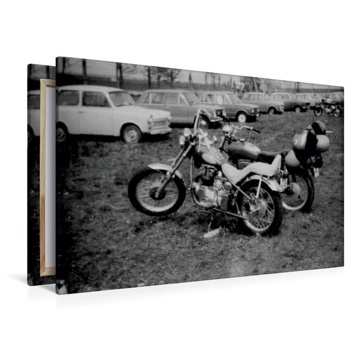 Toile textile haut de gamme Toile textile haut de gamme 120 cm x 80 cm paysage Rencontre de motards de l'Est - AWO en RDA 