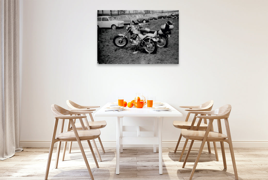 Toile textile haut de gamme Toile textile haut de gamme 120 cm x 80 cm paysage Rencontre de motards de l'Est - AWO en RDA 