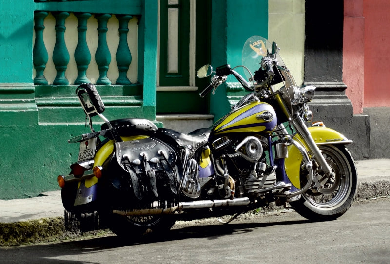 Premium Textil-Leinwand Premium Textil-Leinwand 120 cm x 80 cm quer Harley Davidson in Havanna