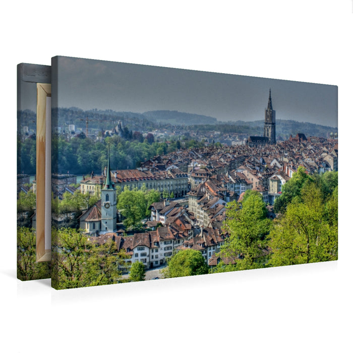 Premium Textil-Leinwand Premium Textil-Leinwand 75 cm x 50 cm quer Über den Dächern von Bern