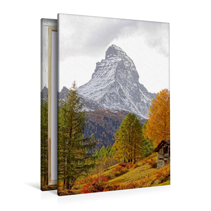 Premium Textil-Leinwand Premium Textil-Leinwand 80 cm x 120 cm  hoch Matterhorn im Herbst - Zermatt