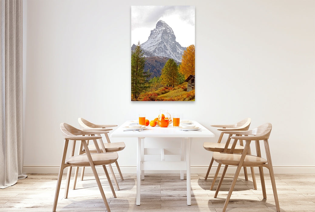 Premium Textil-Leinwand Premium Textil-Leinwand 80 cm x 120 cm  hoch Matterhorn im Herbst - Zermatt