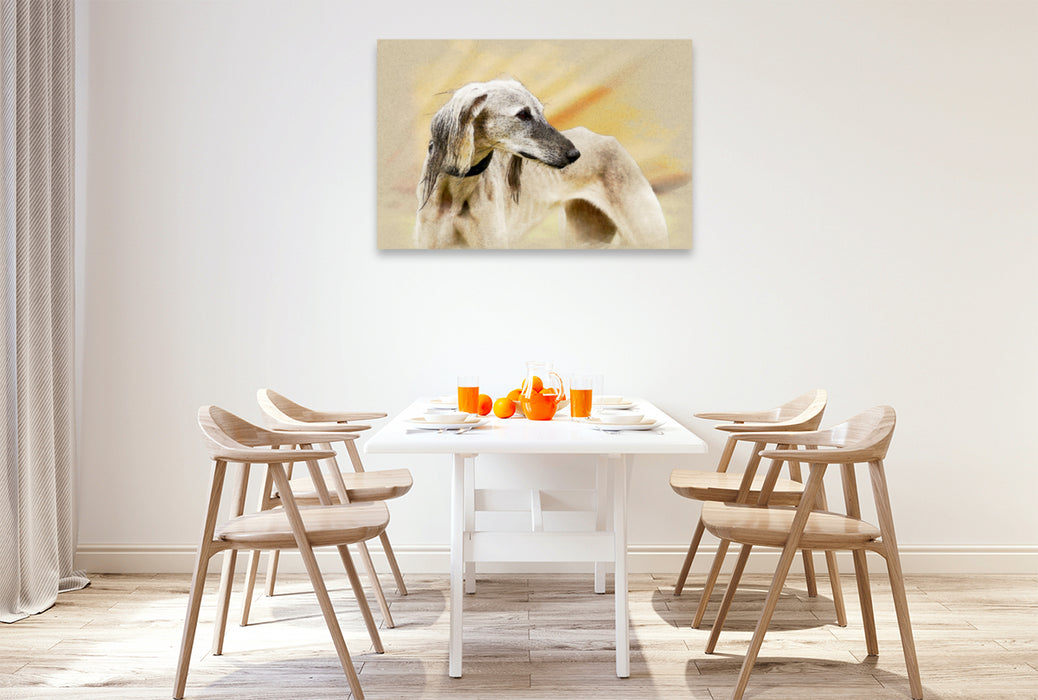 Premium Textil-Leinwand Premium Textil-Leinwand 120 cm x 80 cm quer Ein Motiv aus dem Kalender Saluki Portraits