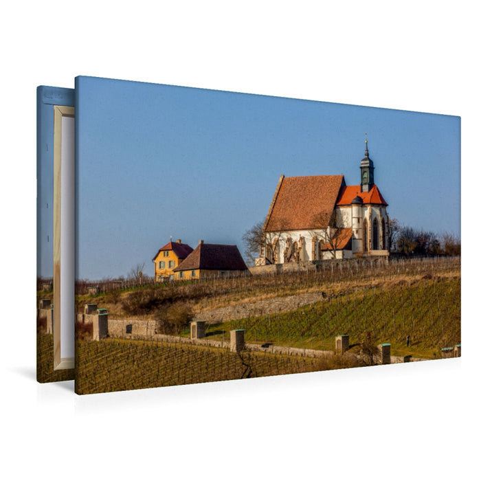 Premium Textil-Leinwand Premium Textil-Leinwand 120 cm x 80 cm quer Maria im Weingarten bei Volkach