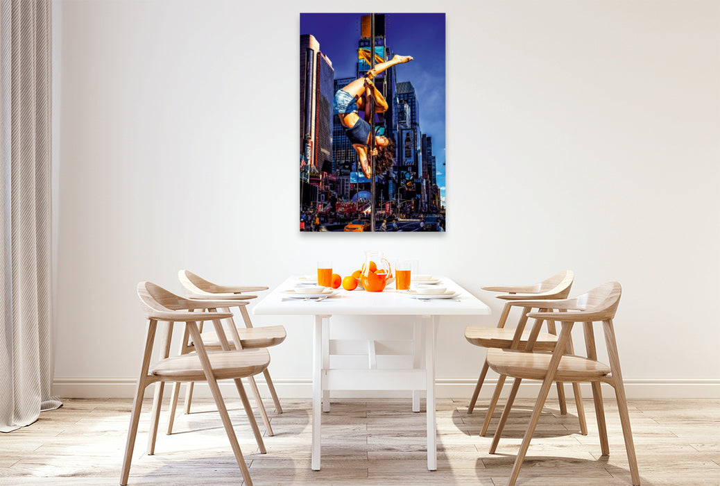 Premium Textil-Leinwand Premium Textil-Leinwand 80 cm x 120 cm  hoch Ein Motiv aus dem Kalender Poledance on the Streets of New York