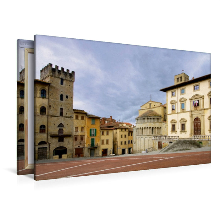 Premium Textil-Leinwand Premium Textil-Leinwand 120 cm x 80 cm quer Piazza Grande in Arezzo