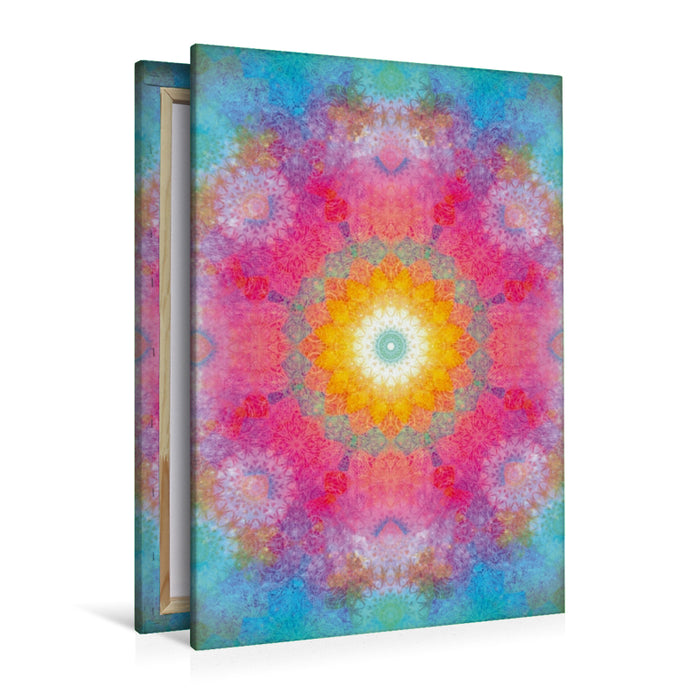 Premium Textil-Leinwand Premium Textil-Leinwand 80 cm x 120 cm  hoch Feines Regenbogen Mandala