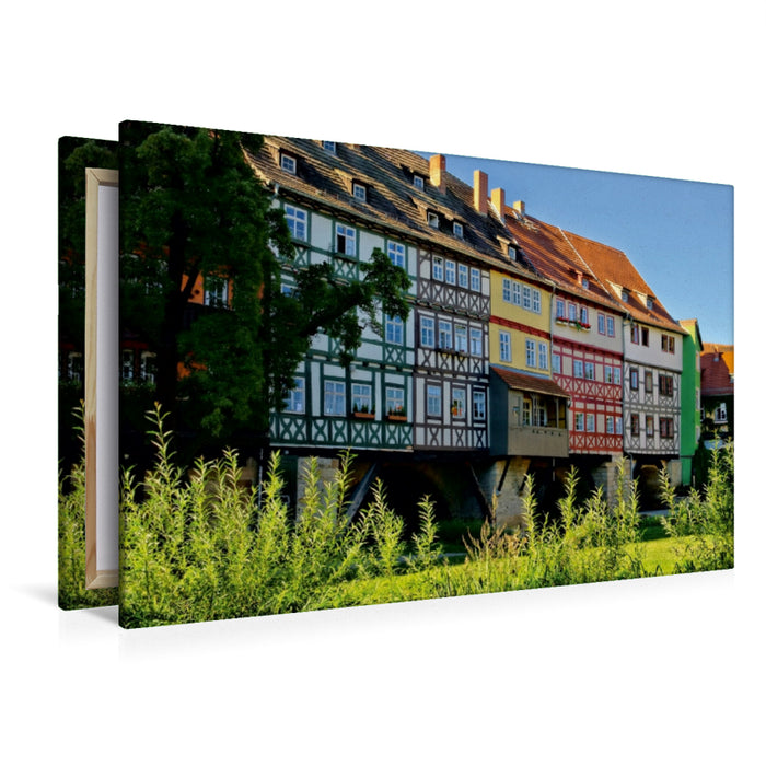 Premium Textil-Leinwand Premium Textil-Leinwand 120 cm x 80 cm quer Krämerbrücke in Erfurt