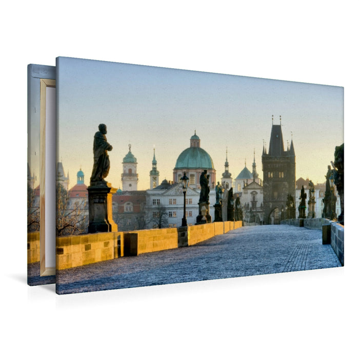 Premium Textil-Leinwand Premium Textil-Leinwand 120 cm x 80 cm quer Karlsbrücke in Prag