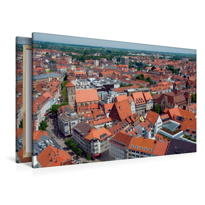 Premium Textil-Leinwand Premium Textil-Leinwand 120 cm x 80 cm quer Hildesheim von oben