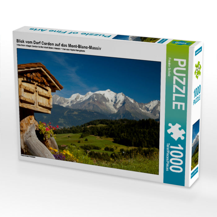 Blick vom Dorf Cordon auf das Mont-Blanc-Massiv - CALVENDO Foto-Puzzle - calvendoverlag 29.99