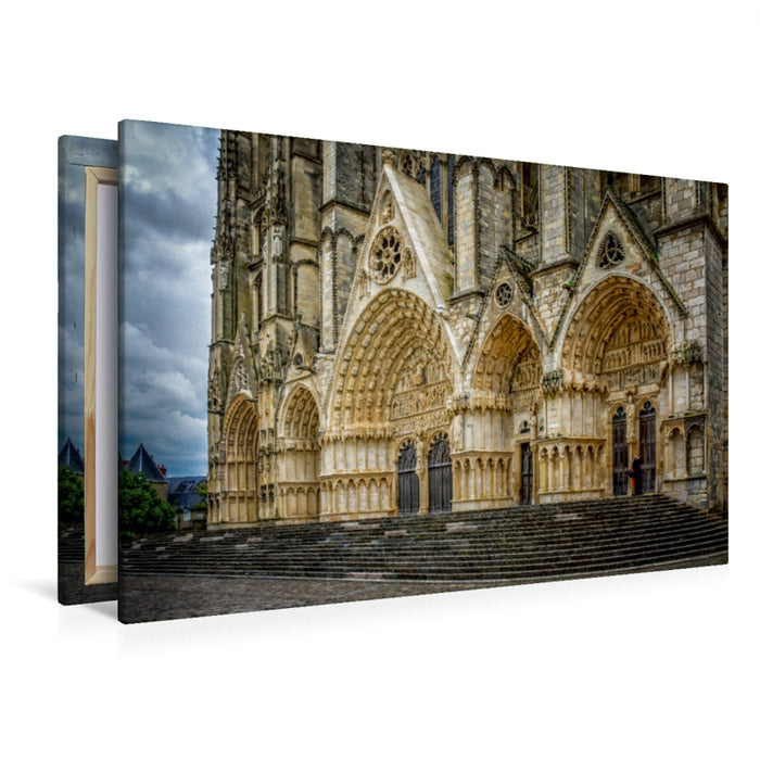 Premium Textil-Leinwand Premium Textil-Leinwand 120 cm x 80 cm quer Cher: Die Katedral von Bourges