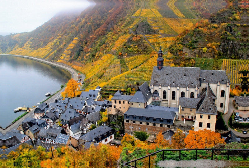 Toile textile haut de gamme Toile textile haut de gamme 120 cm x 80 cm paysage Vue de Beilstein depuis le château de Metternich 