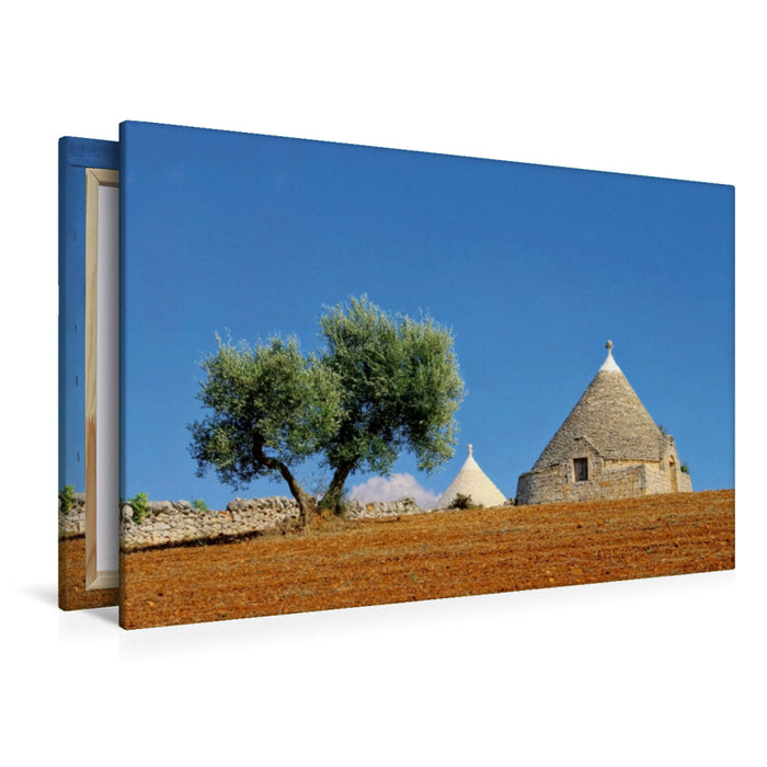 Premium Textil-Leinwand Premium Textil-Leinwand 120 cm x 80 cm quer Trulli, Ein Motiv aus dem Kalender Apulien