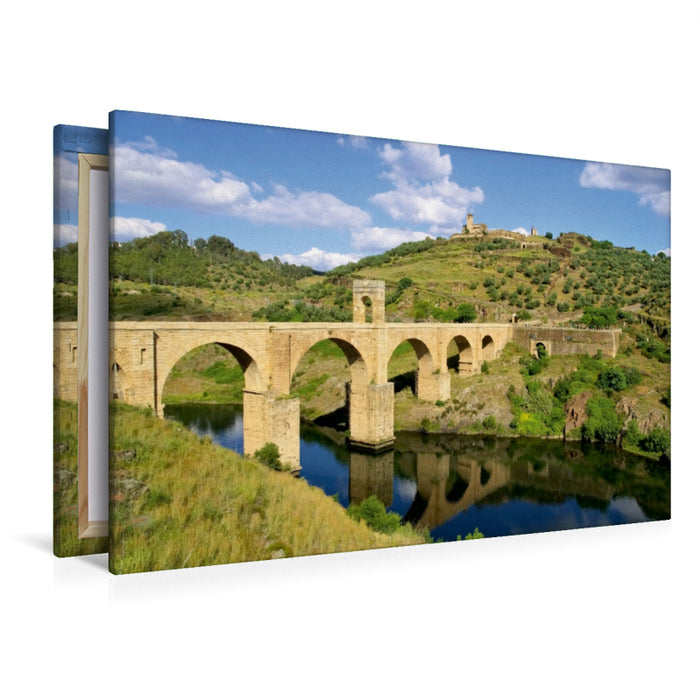 Toile textile haut de gamme Toile textile haut de gamme 120 cm x 80 cm à travers le pont d'Alcántara 