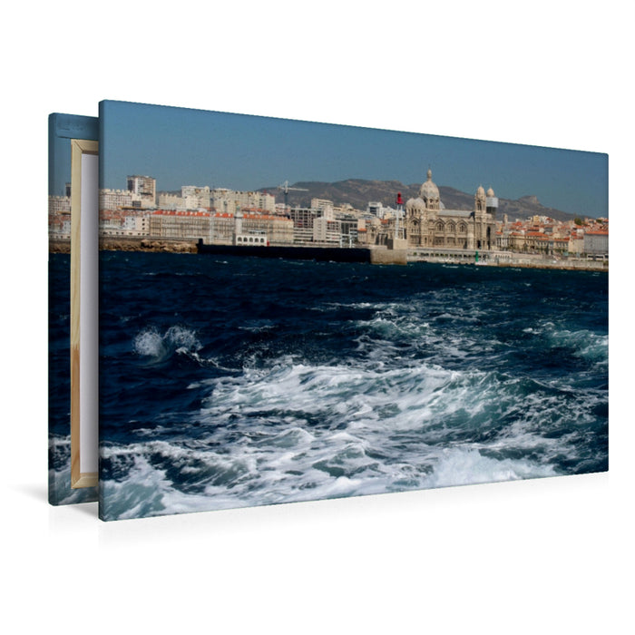 Premium Textil-Leinwand Premium Textil-Leinwand 120 cm x 80 cm quer Blick auf MARSEILLE