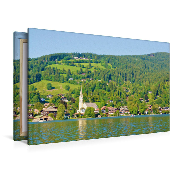 Premium Textil-Leinwand Premium Textil-Leinwand 120 cm x 80 cm quer Kirche in Schliersee