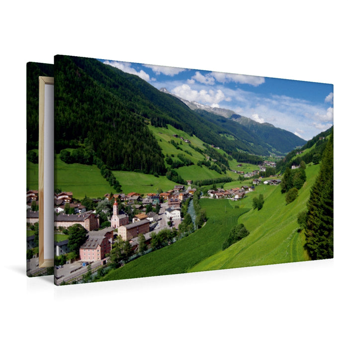 Premium Textil-Leinwand Premium Textil-Leinwand 120 cm x 80 cm quer Blick auf Steinhaus im Tauferer Ahrntal in Südtirol