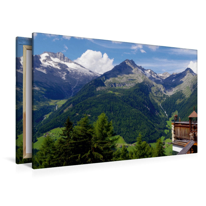 Premium Textil-Leinwand Premium Textil-Leinwand 120 cm x 80 cm quer Blick von der Kristallalm zu den Zillertaler Alpen