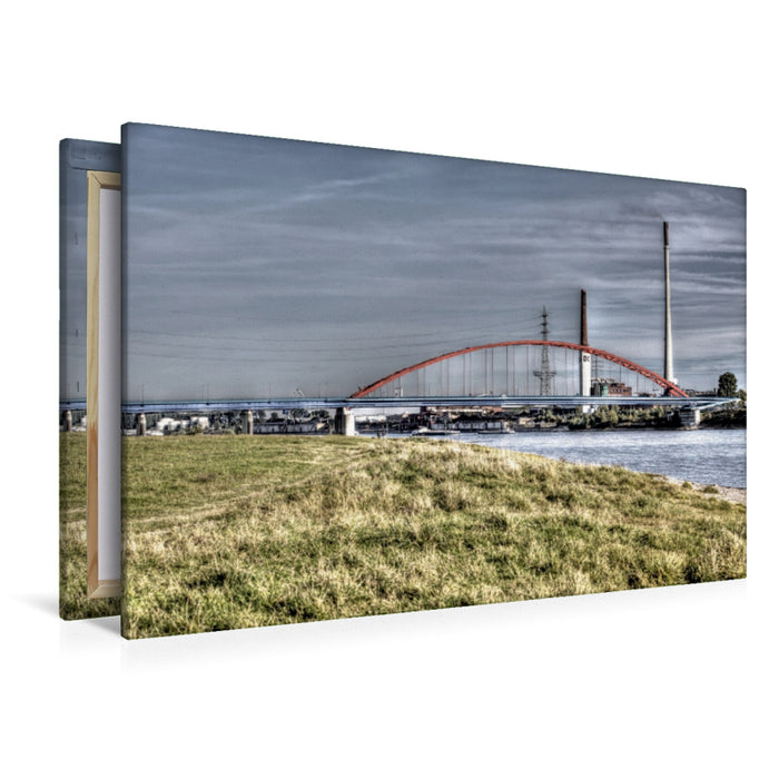 Premium Textil-Leinwand Premium Textil-Leinwand 120 cm x 80 cm quer Brücke der Solidarität zwischen Rheinhausen und Hochfeld