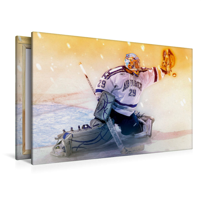 Premium Textil-Leinwand Premium Textil-Leinwand 120 cm x 80 cm quer Ein Motiv aus dem Kalender Eishockey - Fight