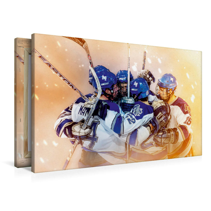 Premium Textil-Leinwand Premium Textil-Leinwand 90 cm x 60 cm quer Ein Motiv aus dem Kalender Eishockey - Fight
