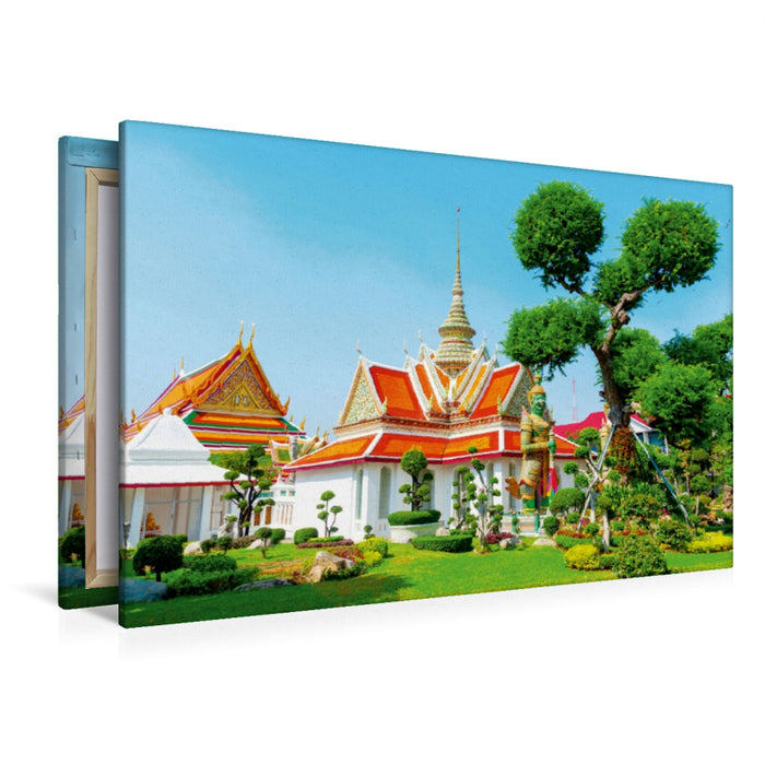 Premium Textil-Leinwand Premium Textil-Leinwand 120 cm x 80 cm quer Malerische Nebengebäude am Wat Arun Tempel