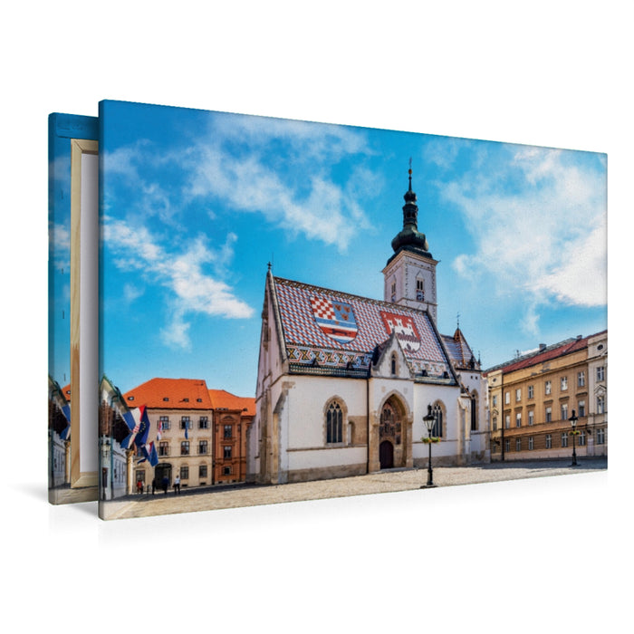 Premium Textil-Leinwand Premium Textil-Leinwand 120 cm x 80 cm quer St.-Markus-Kirche Zagreb