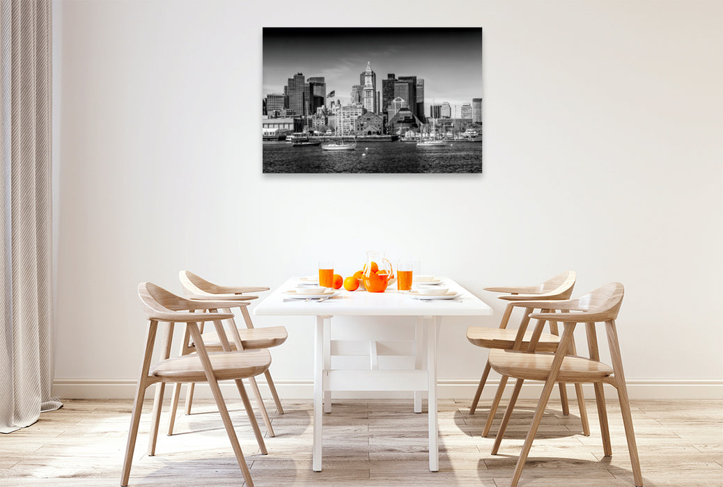 Premium Textil-Leinwand Premium Textil-Leinwand 120 cm x 80 cm quer BOSTON Skyline North End und Financial District