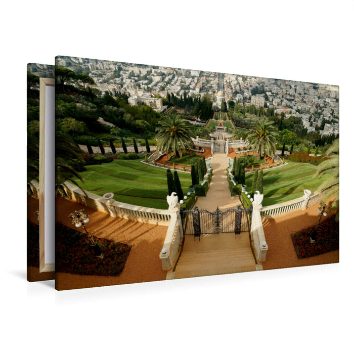 Premium Textil-Leinwand Premium Textil-Leinwand 120 cm x 80 cm quer Die Gärten der Bahai, Haifa