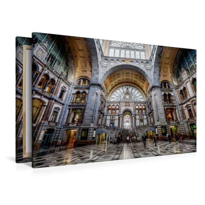 Premium Textil-Leinwand Premium Textil-Leinwand 120 cm x 80 cm quer Historischer Bahnhof