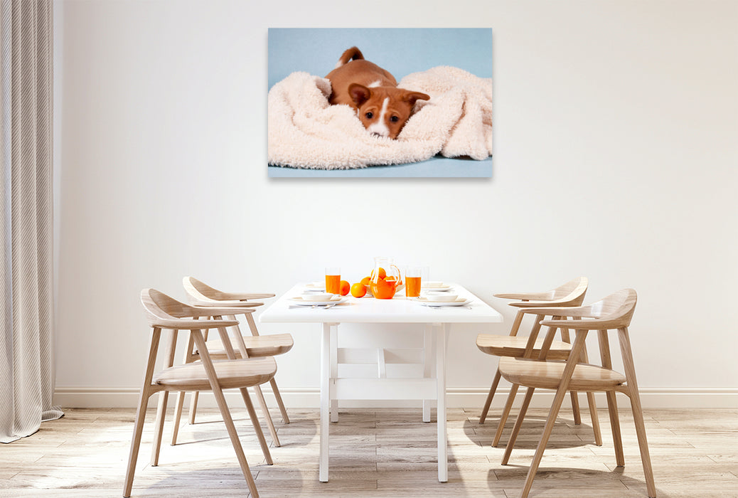 Premium Textil-Leinwand Premium Textil-Leinwand 120 cm x 80 cm quer Ein Motiv aus dem Kalender Süße Basenji-Kinder