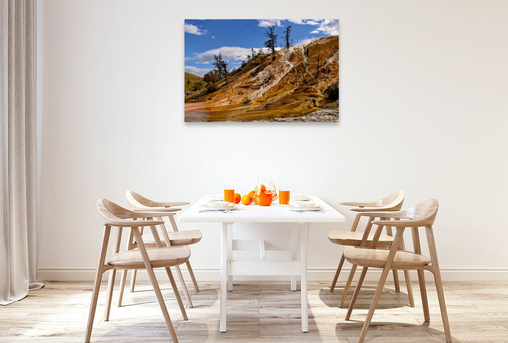 Premium Textil-Leinwand Premium Textil-Leinwand 120 cm x 80 cm quer Mammoth Hot Springs Yellowstone