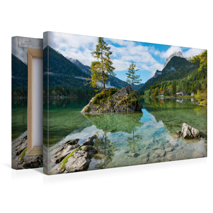 Premium Textil-Leinwand Premium Textil-Leinwand 45 cm x 30 cm quer Alpenidylle am Ramsauer Hintersee