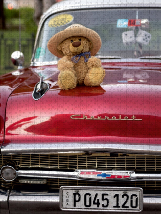 Travelling Teddy mit Oldtimer in Havanna - CALVENDO Foto-Puzzle - calvendoverlag 29.99