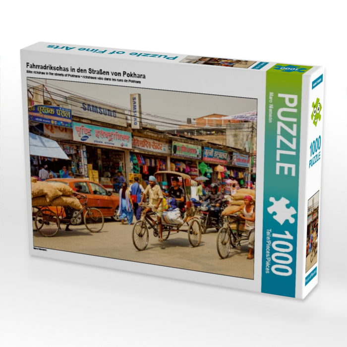 Fahrradrikschas in den Straßen von Pokhara - CALVENDO Foto-Puzzle - calvendoverlag 29.99